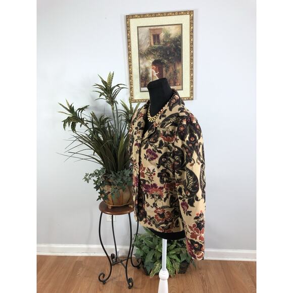 ATL Studio Brown Paisly 6 Jacket without Removable Faux Fur Trim Office Siren - Picture 3 of 9